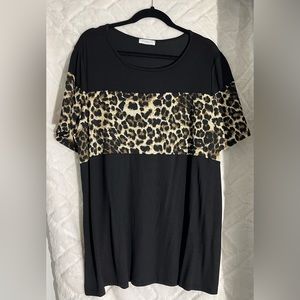 Plus size black and leopard shirt
